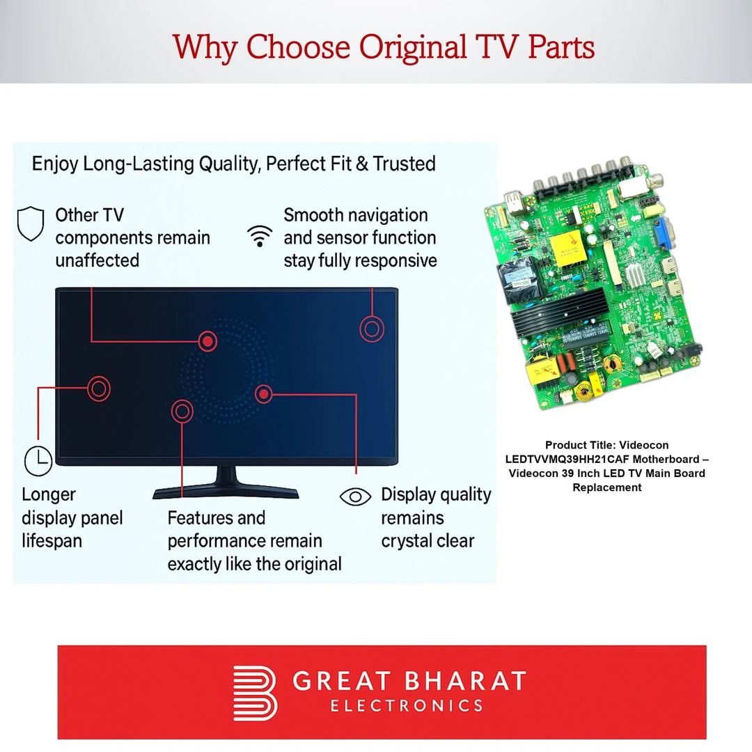 Videocon LEDTVVMQ39HH21CAF Motherboard – Videocon 39 Inch LED TV Main Board Replacement - Great Bharat Electronics