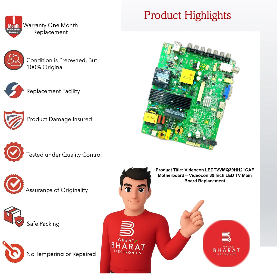Videocon LEDTVVMQ39HH21CAF Motherboard – Videocon 39 Inch LED TV Main Board Replacement - Great Bharat Electronics