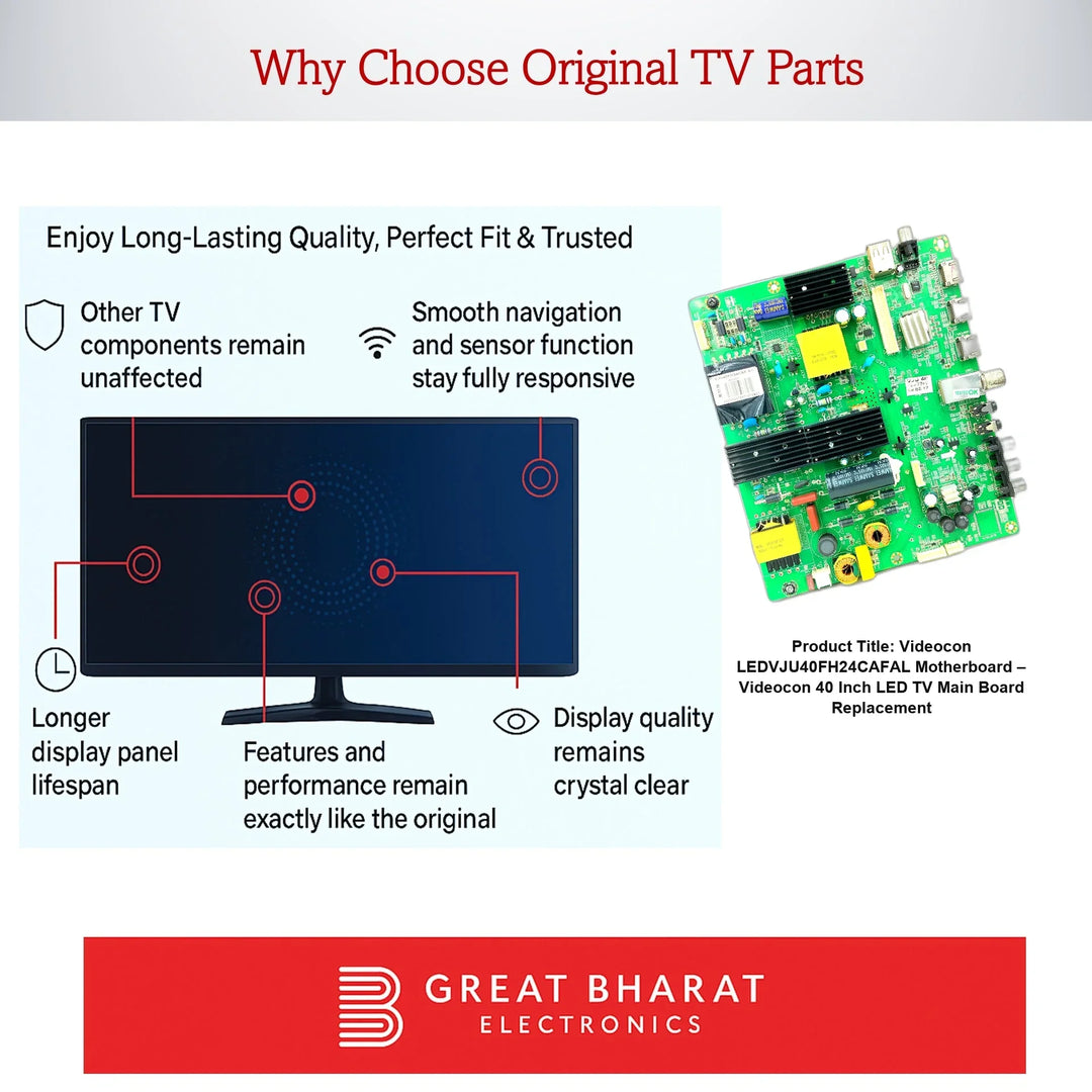 Videocon LEDVJU40FH24CAFAL Motherboard – Videocon 40 Inch LED TV Main Board Replacement - Great Bharat Electronics