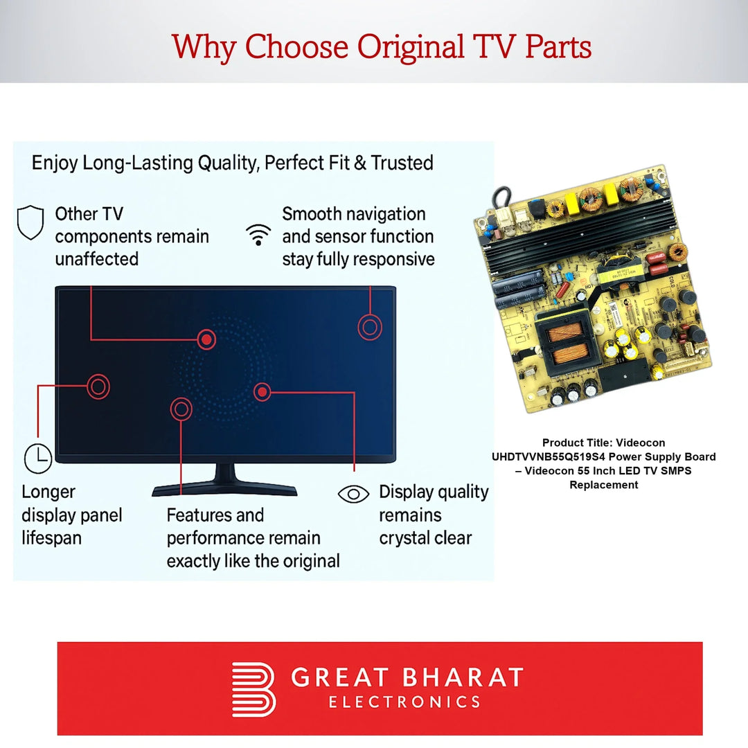 Videocon UHDTVVNB55Q519S4 Power Supply Board – Videocon 55 Inch LED TV SMPS Replacement - Great Bharat Electronics
