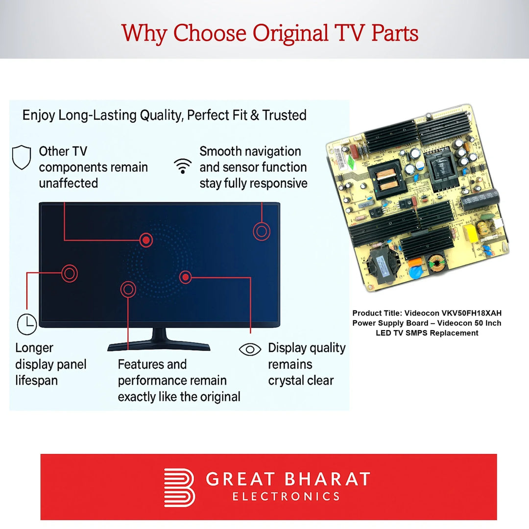 Videocon VKV50FH18XAH Power Supply Board – Videocon 50 Inch LED TV SMPS Replacement - Great Bharat Electronics