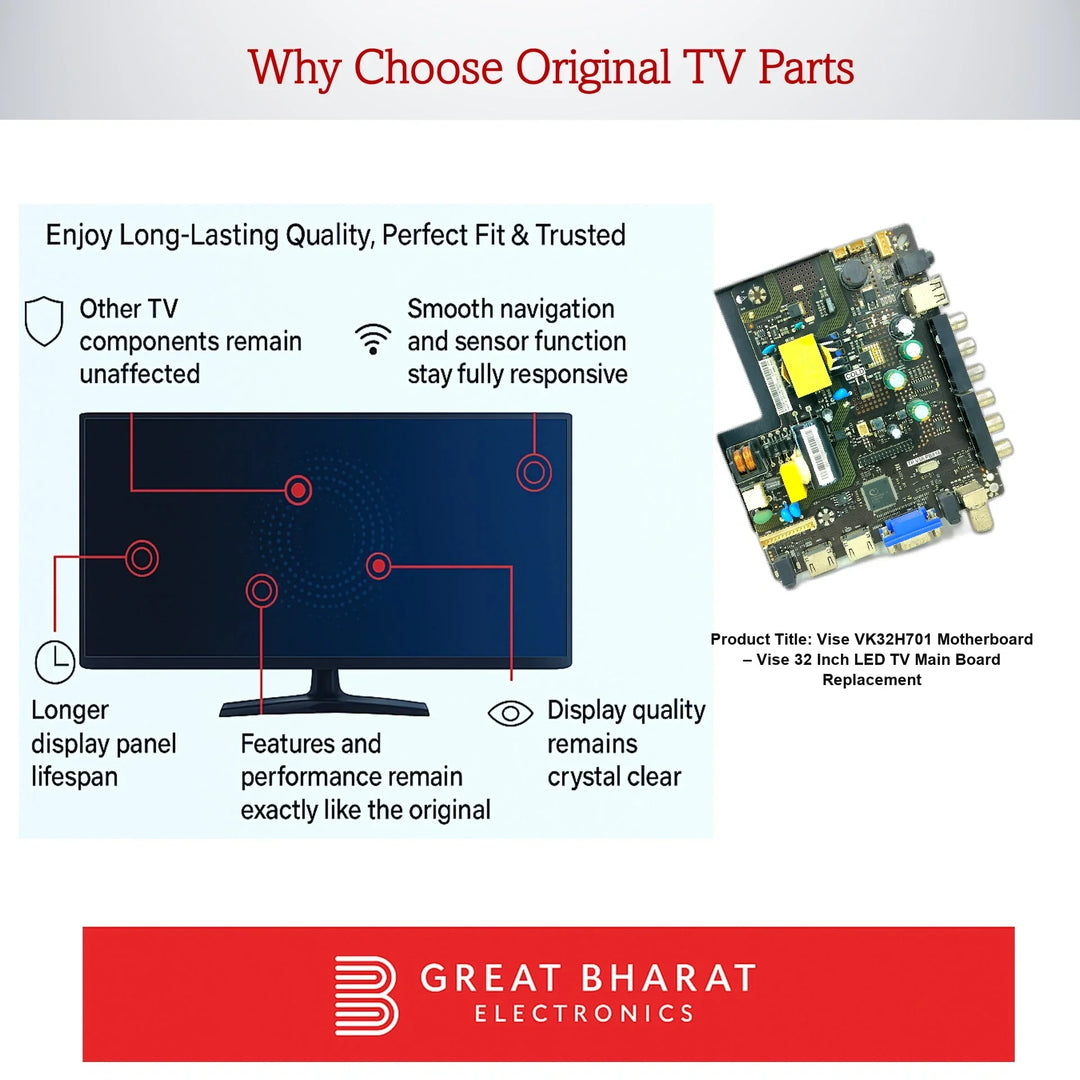 Vise VK32H701 Motherboard – Vise 32 Inch LED TV Main Board Replacement - Great Bharat Electronics