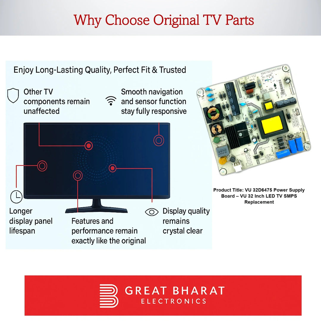 VU 32D6475 Power Supply Board – VU 32 Inch LED TV SMPS Replacement - Great Bharat Electronics