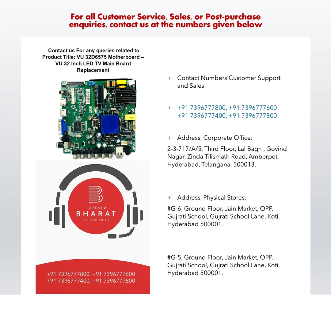 VU 32D6575 Motherboard – VU 32 Inch LED TV Main Board Replacement - Great Bharat Electronics