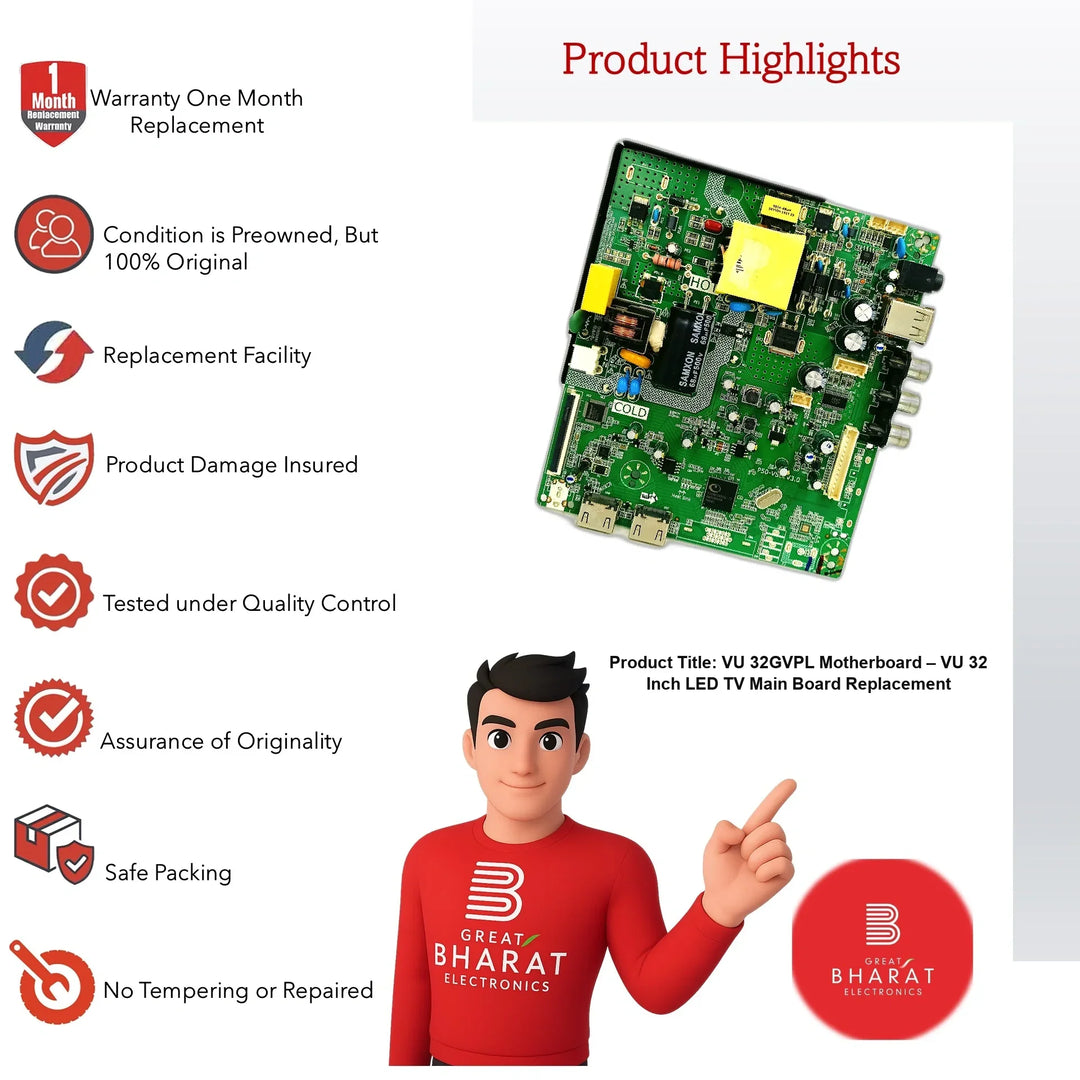VU 32GVPL Motherboard – VU 32 Inch LED TV Main Board Replacement - Great Bharat Electronics