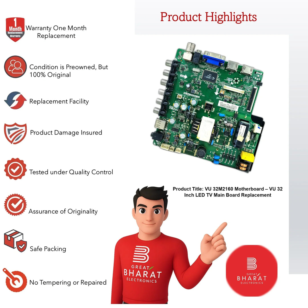 VU 32M2160 Motherboard – VU 32 Inch LED TV Main Board Replacement - Great Bharat Electronics
