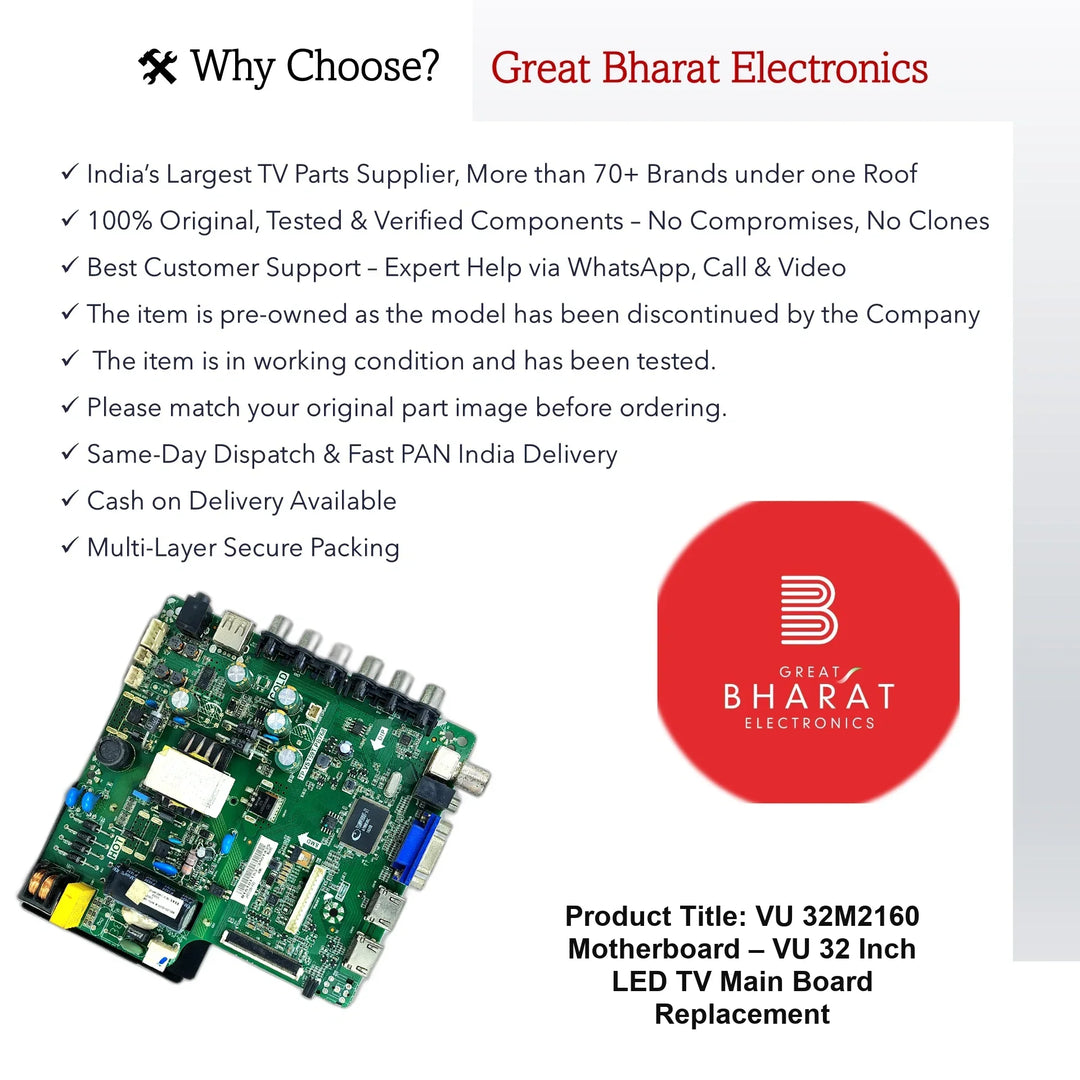 VU 32M2160 Motherboard – VU 32 Inch LED TV Main Board Replacement - Great Bharat Electronics