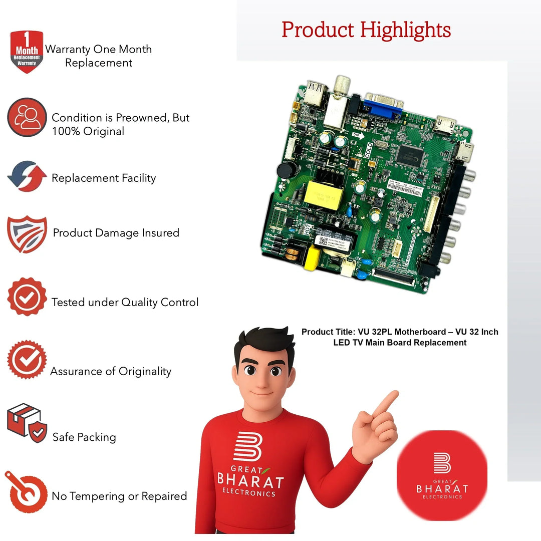 VU 32PL Motherboard – VU 32 Inch LED TV Main Board Replacement - Great Bharat Electronics