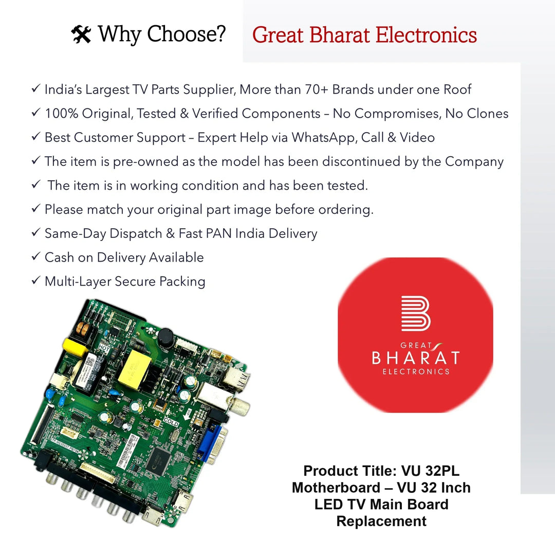 VU 32PL Motherboard – VU 32 Inch LED TV Main Board Replacement - Great Bharat Electronics