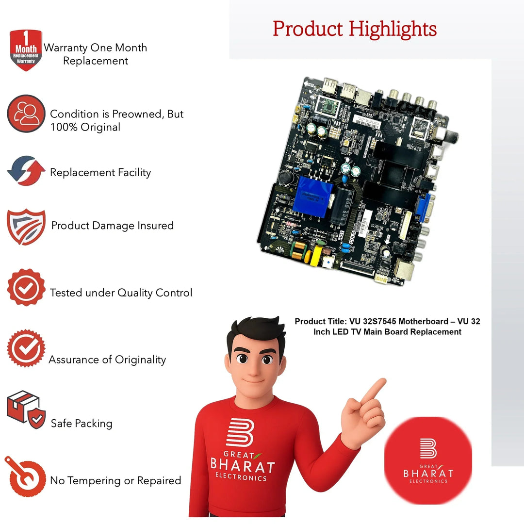 VU 32S7545 Motherboard – VU 32 Inch LED TV Main Board Replacement - Great Bharat Electronics
