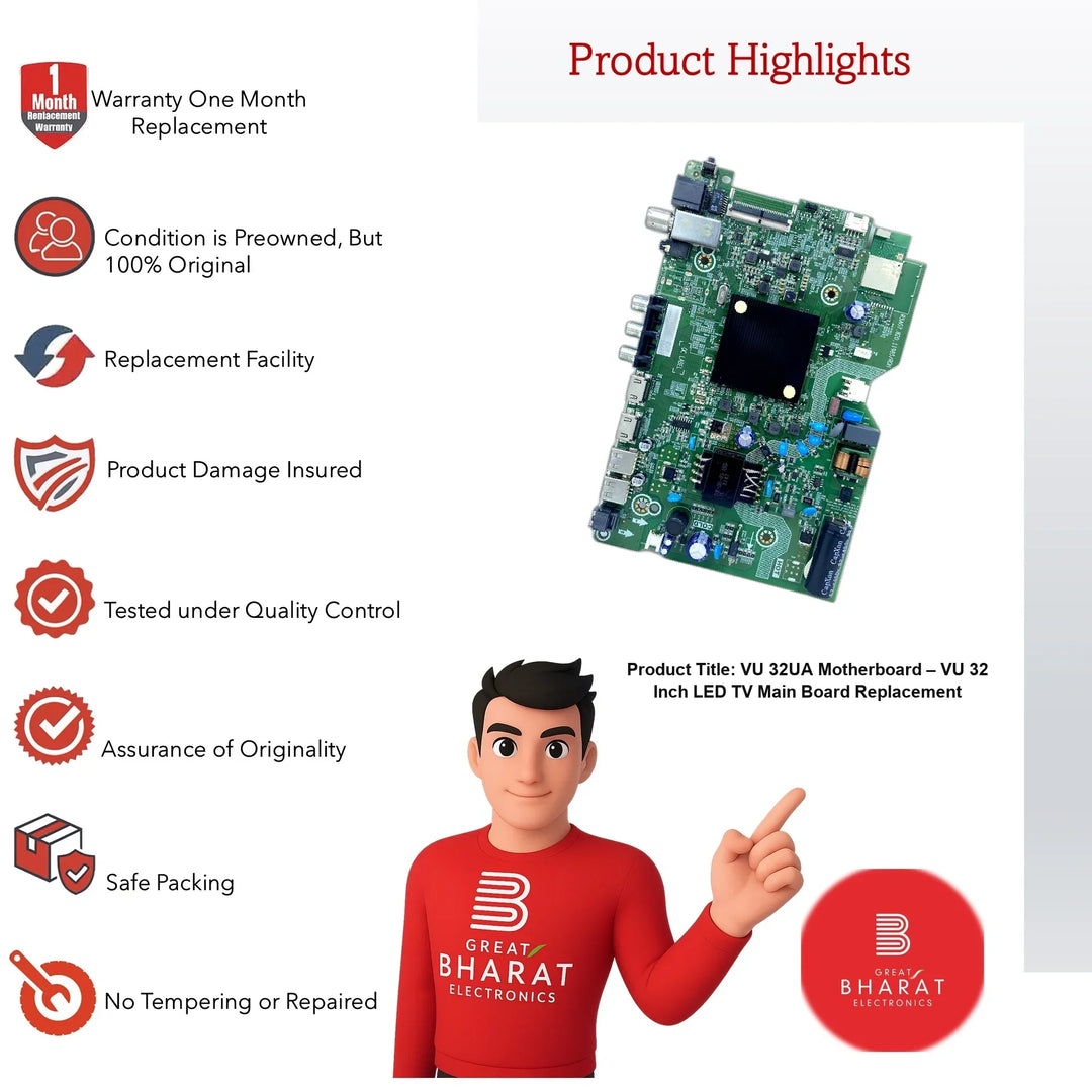 VU 32UA Motherboard – VU 32 Inch LED TV Main Board Replacement - Great Bharat Electronics