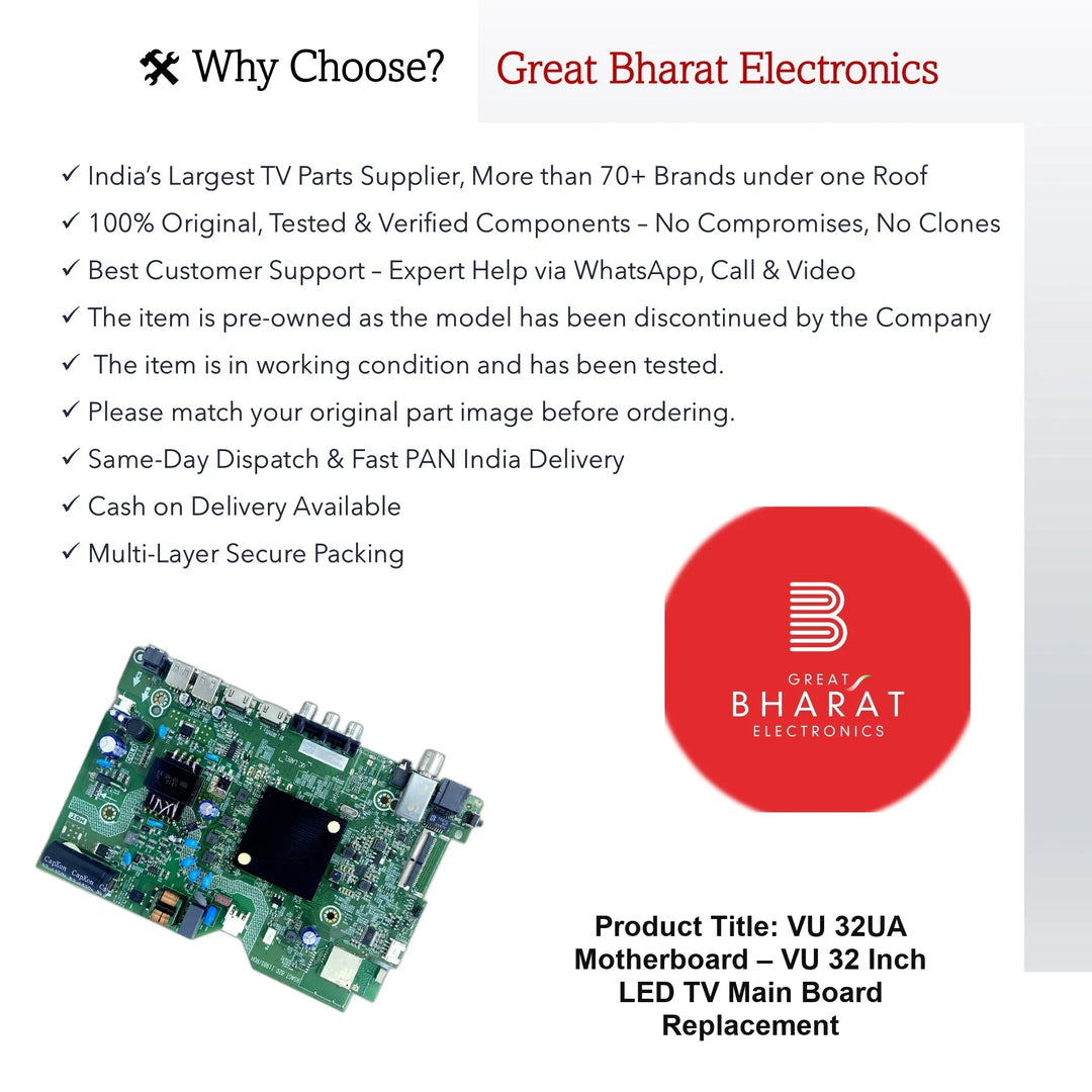 VU 32UA Motherboard – VU 32 Inch LED TV Main Board Replacement - Great Bharat Electronics