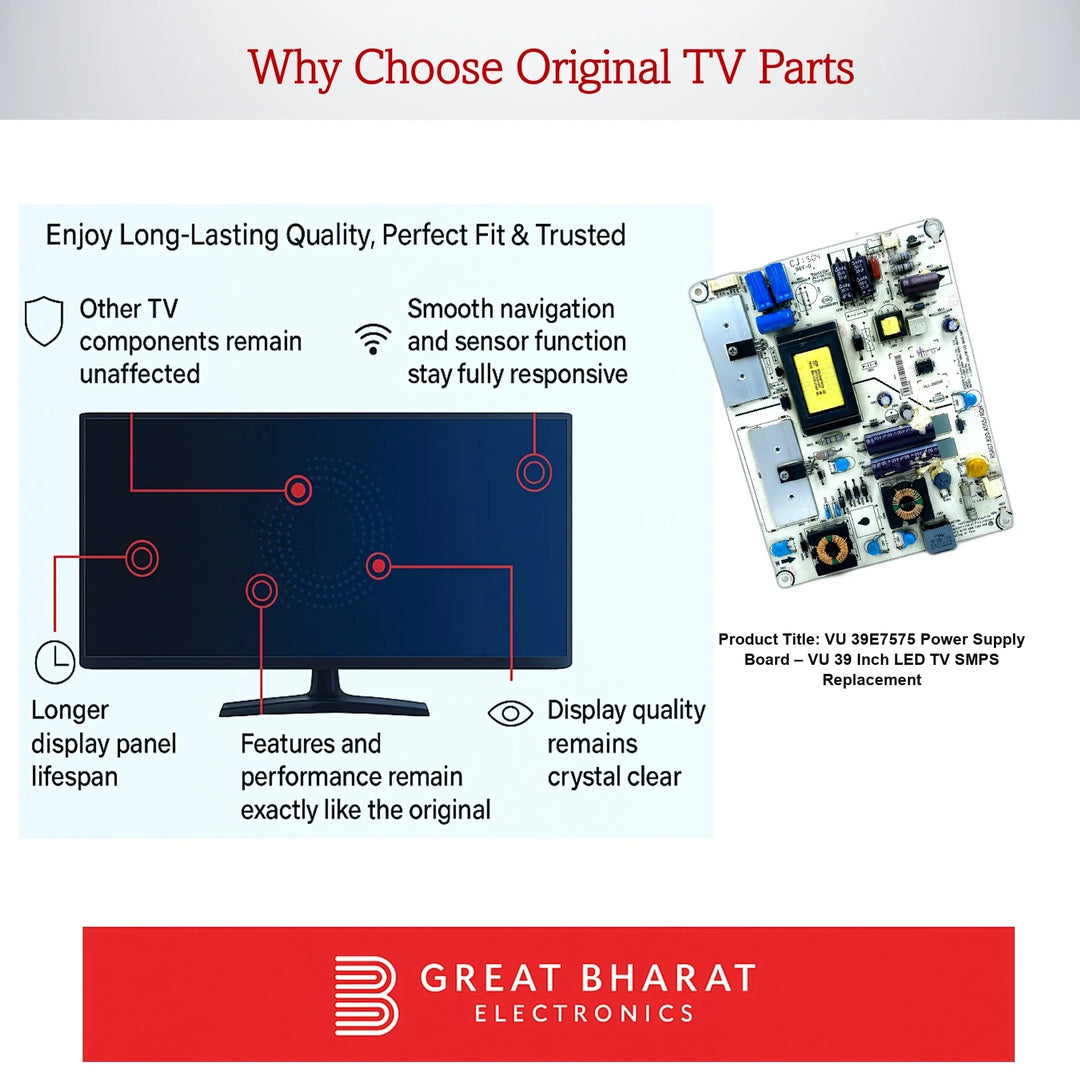 VU 39E7575 Power Supply Board – VU 39 Inch LED TV SMPS Replacement - Great Bharat Electronics