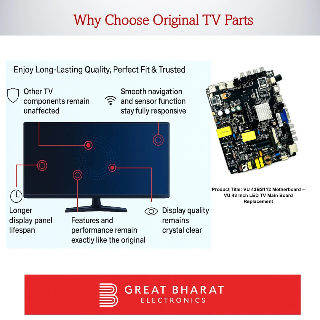 VU 43BS112 Motherboard – VU 43 Inch LED TV Main Board Replacement - Great Bharat Electronics