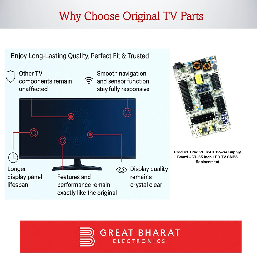 VU 65UT Power Supply Board – VU 65 Inch LED TV SMPS Replacement - Great Bharat Electronics