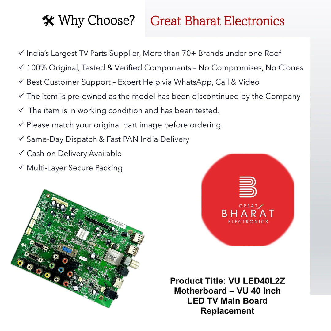VU LED40L2Z Motherboard – VU 40 Inch LED TV Main Board Replacement - Great Bharat Electronics