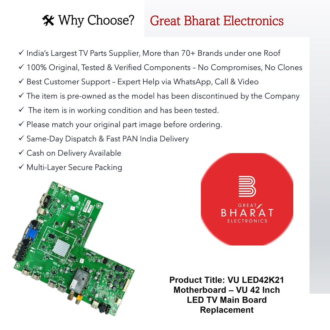 VU LED42K21 Motherboard – VU 42 Inch LED TV Main Board Replacement - Great Bharat Electronics