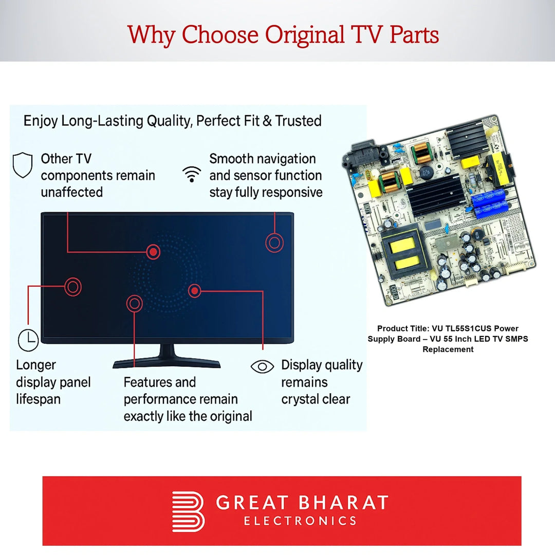 VU TL55S1CUS Power Supply Board – VU 55 Inch LED TV SMPS Replacement - Great Bharat Electronics