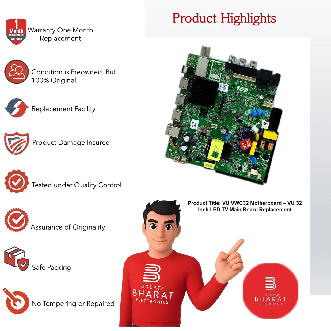 VU VWC32 Motherboard – VU 32 Inch LED TV Main Board Replacement - Great Bharat Electronics