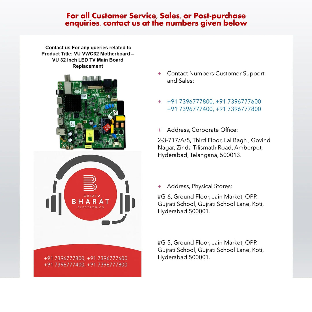 VU VWC32 Motherboard – VU 32 Inch LED TV Main Board Replacement - Great Bharat Electronics