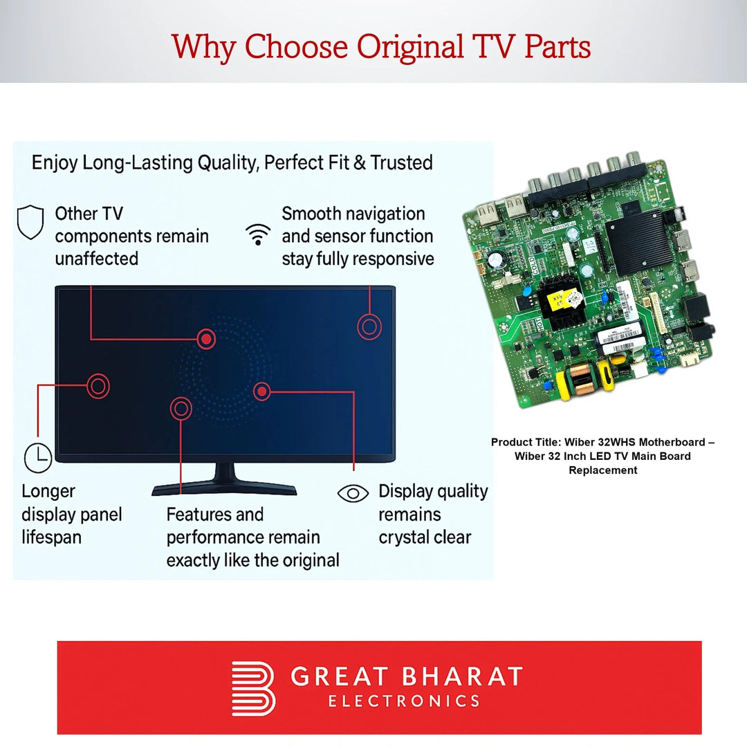 Wiber 32WHS Motherboard – Wiber 32 Inch LED TV Main Board Replacement - Great Bharat Electronics