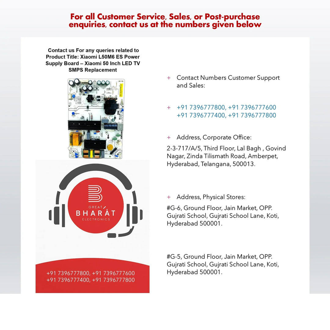 Xiaomi L50M6-ES Power Supply Board – Xiaomi 50 Inch LED TV SMPS Replacement - Great Bharat Electronics