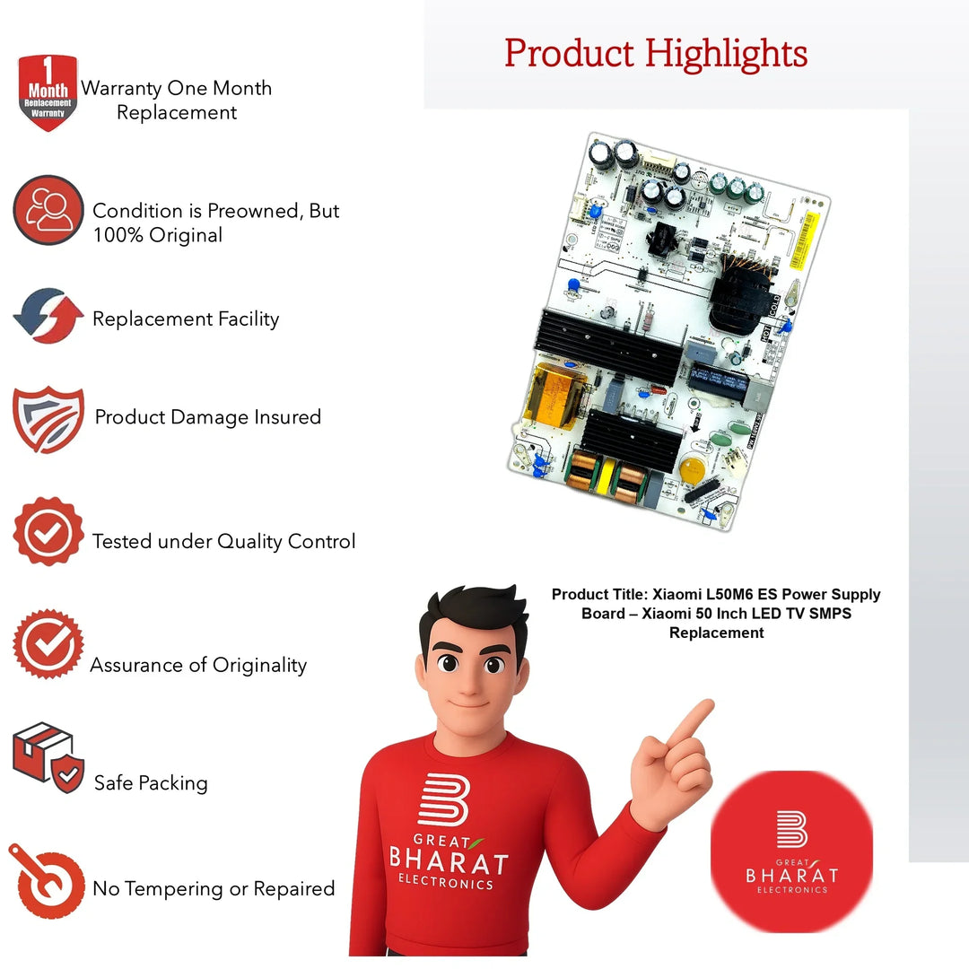 Xiaomi L50M6-ES Power Supply Board – Xiaomi 50 Inch LED TV SMPS Replacement - Great Bharat Electronics