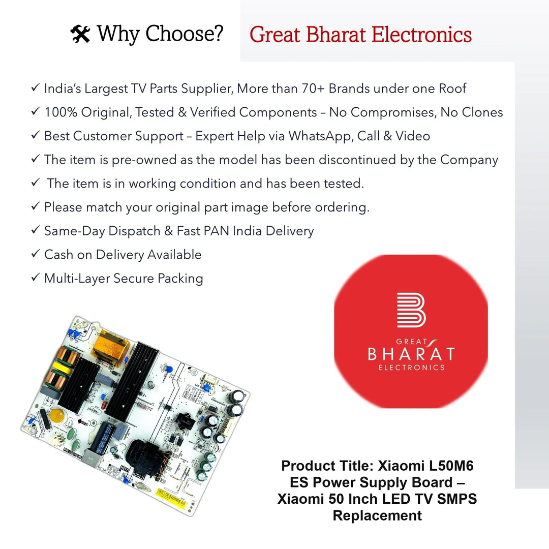 Xiaomi L50M6-ES Power Supply Board – Xiaomi 50 Inch LED TV SMPS Replacement - Great Bharat Electronics