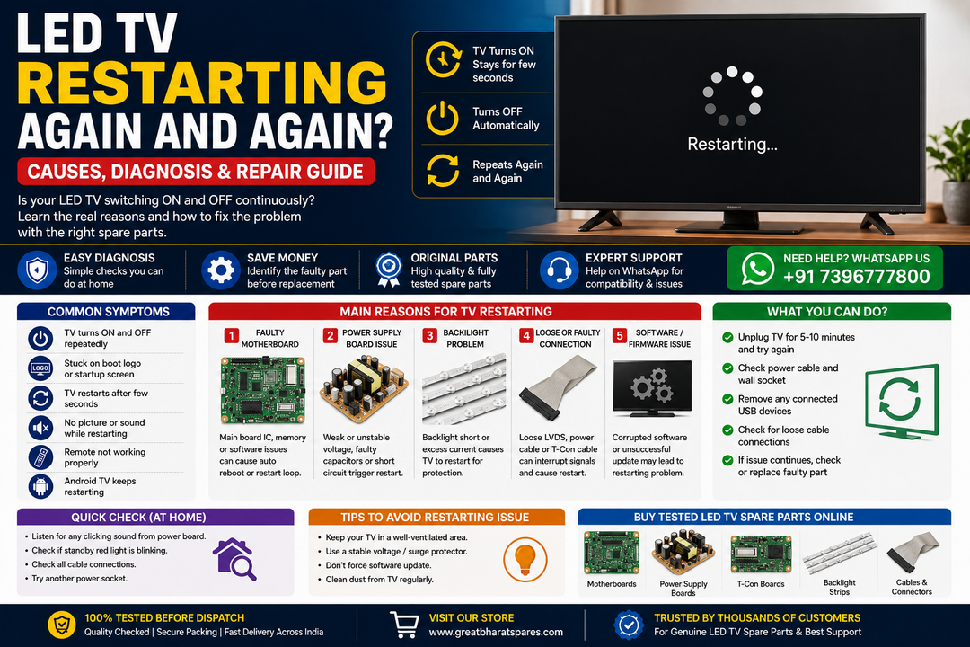 LED TV Restarting Again and Again? Causes & Repair Guide