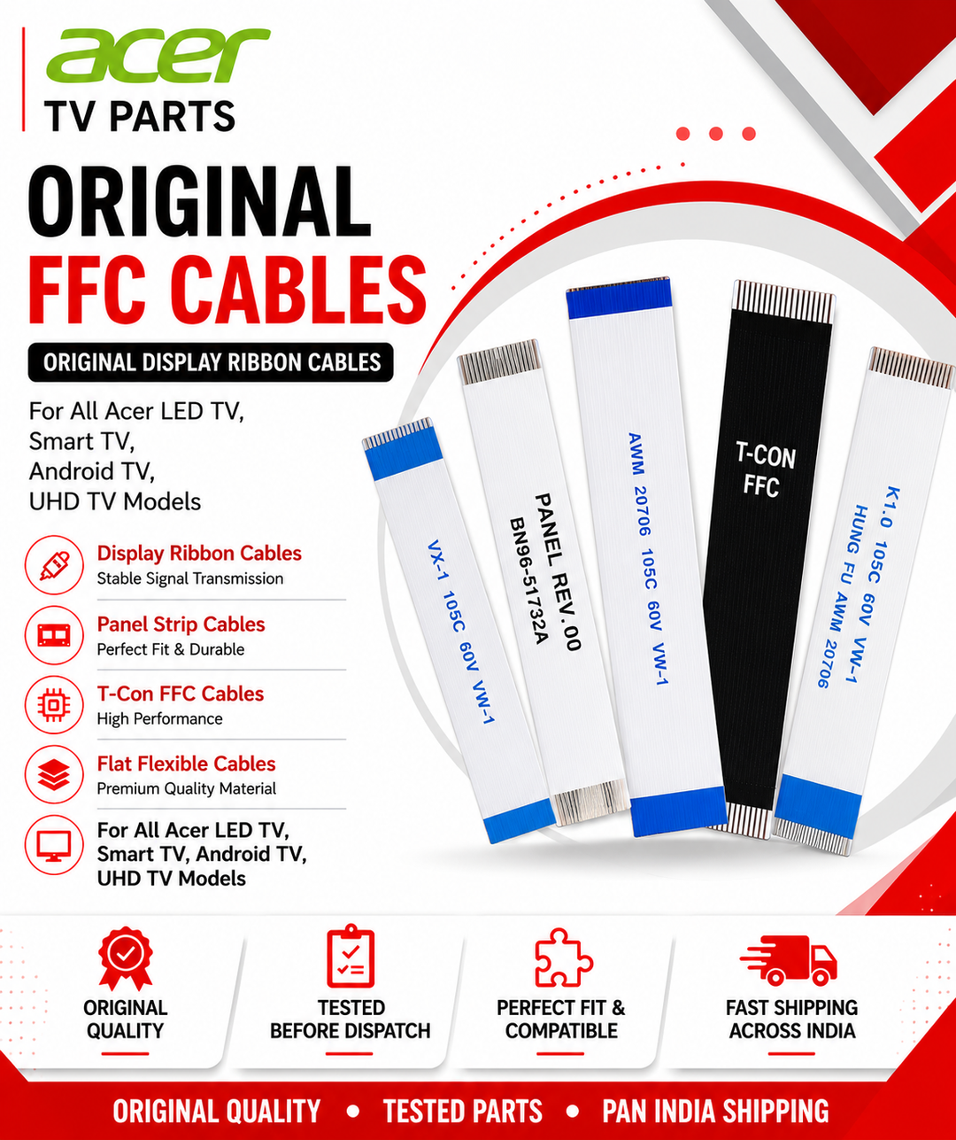 Acer TV FFC Cables | Original Display Ribbon Cables India
