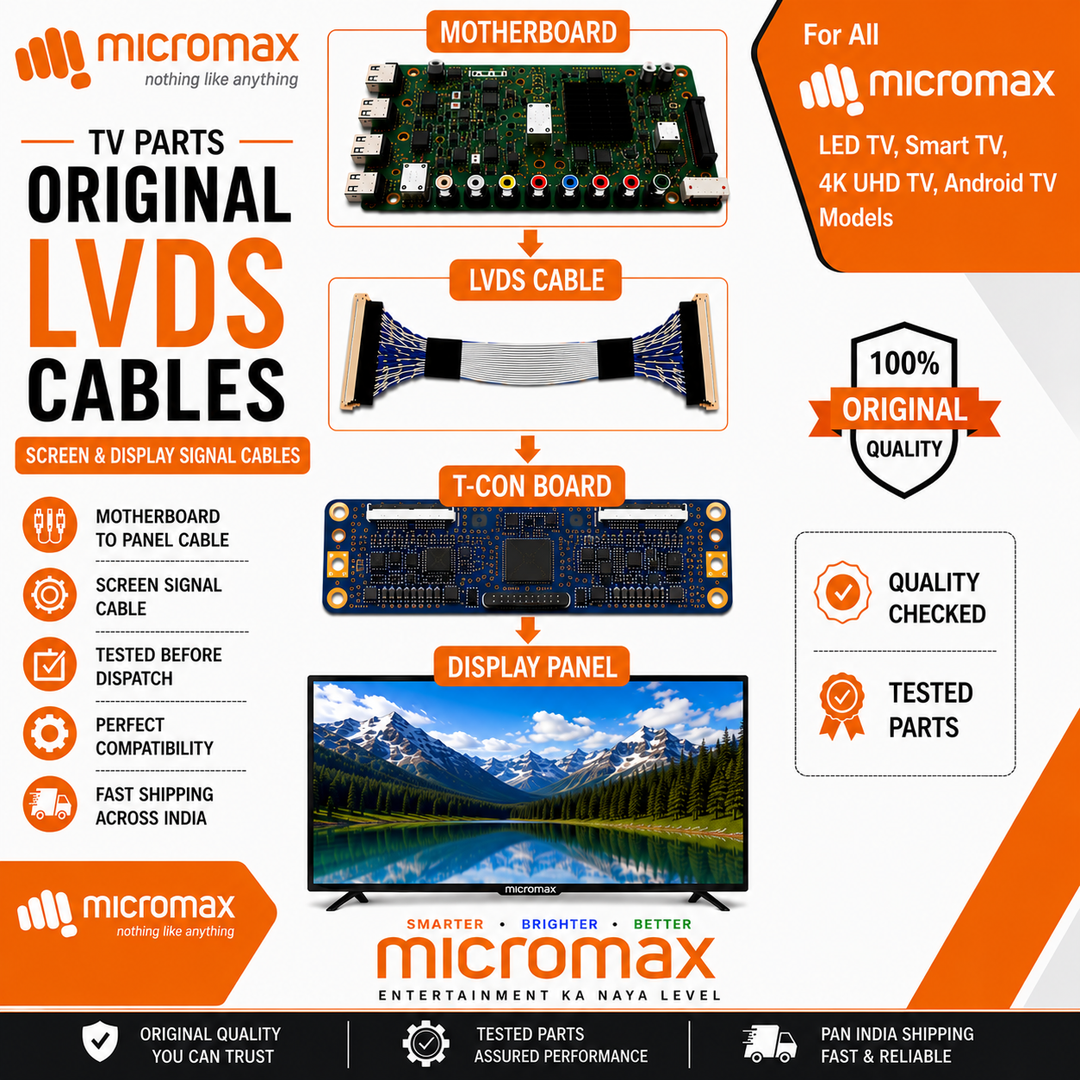 Micromax TV LVDS Cables | Micromax Screen & Display Cables - Great Bharat Electronics