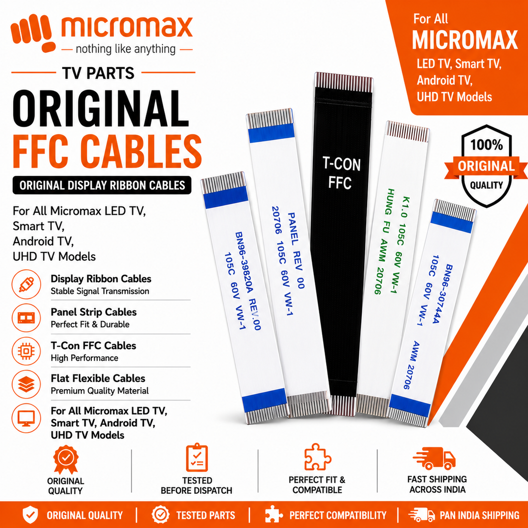Micromax TV FFC Ribbon Cables | Original Flat Flexible Cables - Great Bharat Electronics