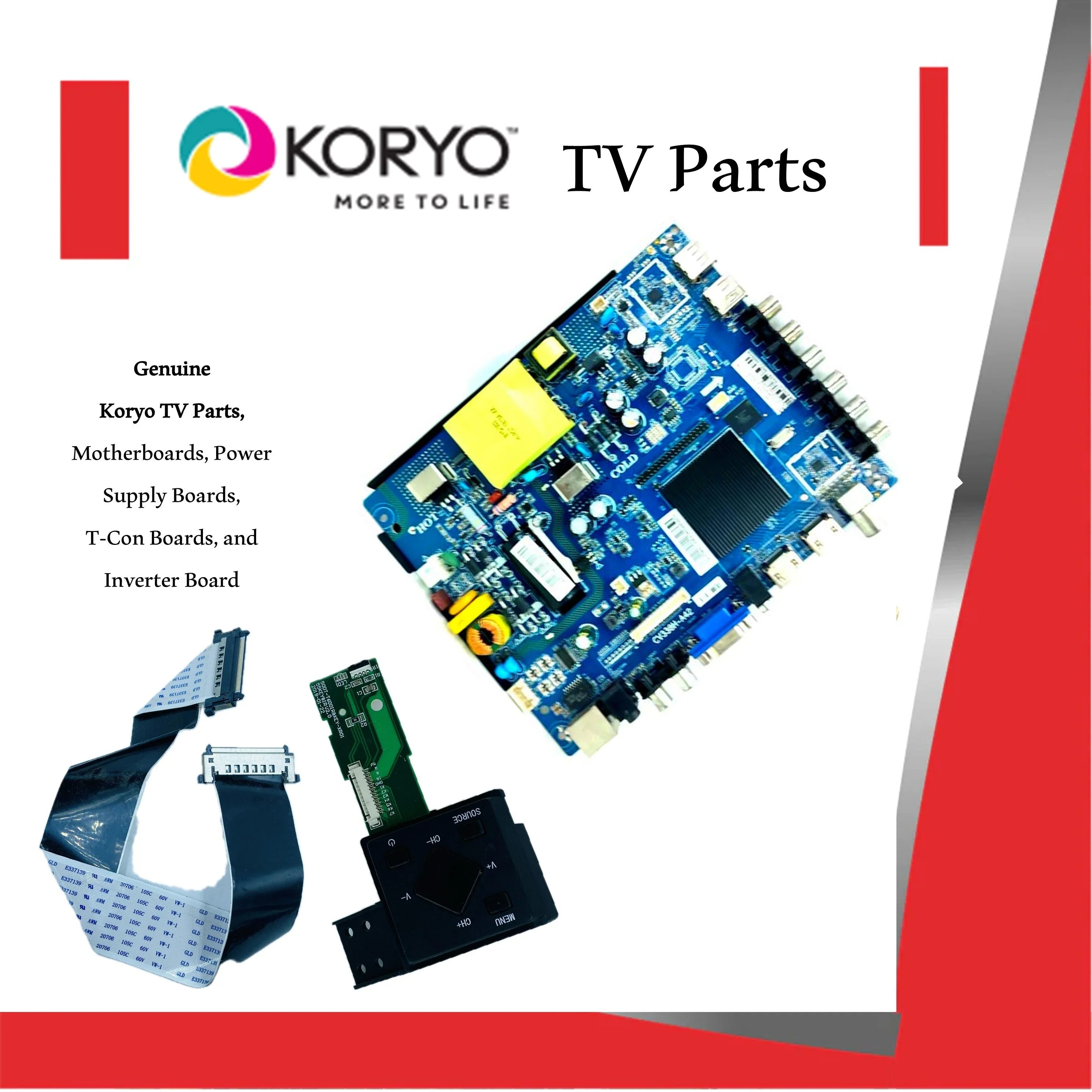 Koryo TV Parts – Koryo TV Motherboards, Power Supply, T-Con, Inverter, Wi-Fi, IR Sensor & More