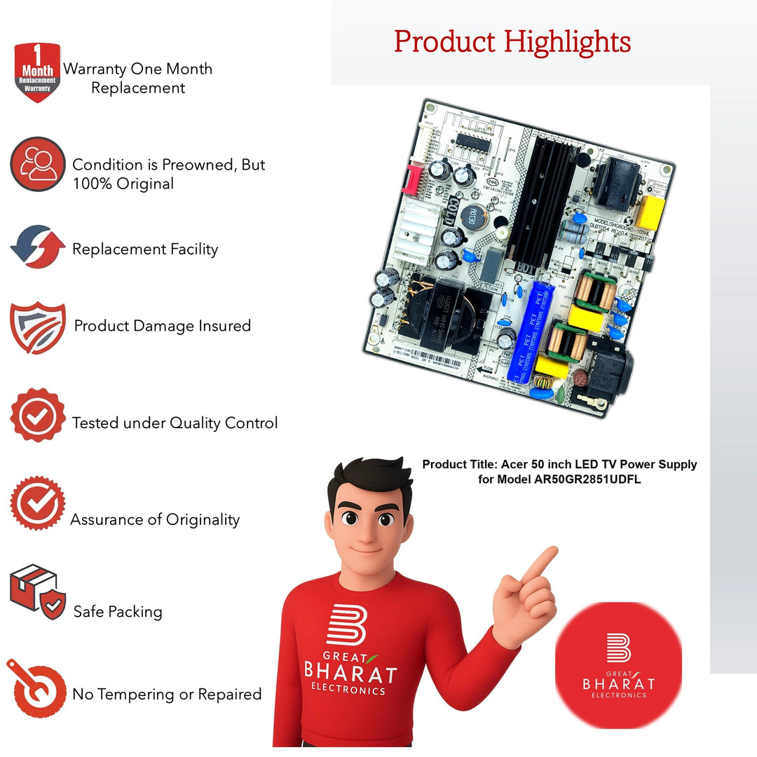 AR50AP2851UDFL மாடலுக்கான ஏசர் 50 இன்ச் LED டிவி பவர் சப்ளை