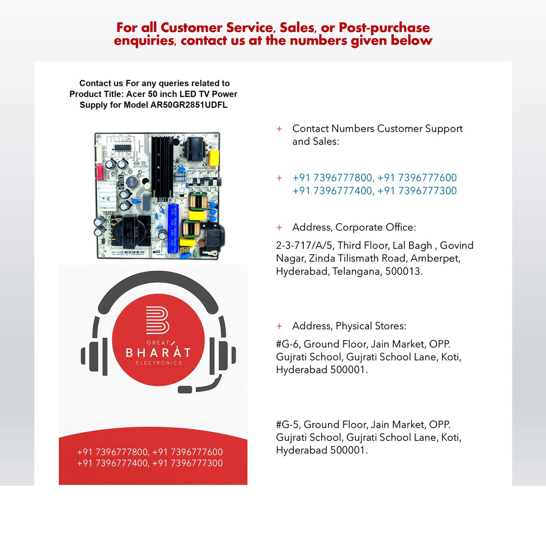 AR50AP2851UDFL மாடலுக்கான ஏசர் 50 இன்ச் LED டிவி பவர் சப்ளை