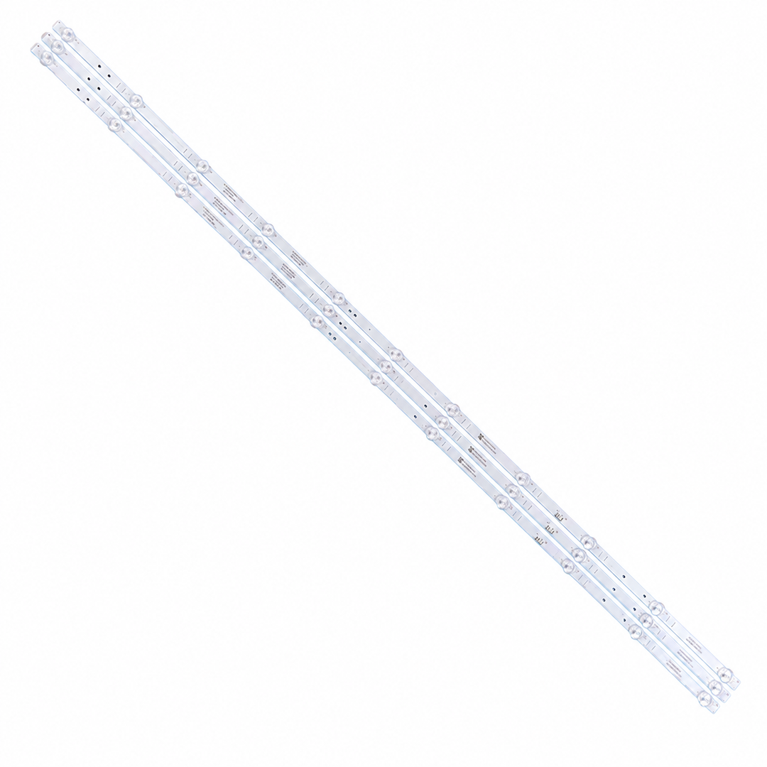 Amazonbasics AB55U20PS LED TV backlight strip set full view - 3 strips, 11 LEDs each, 3V