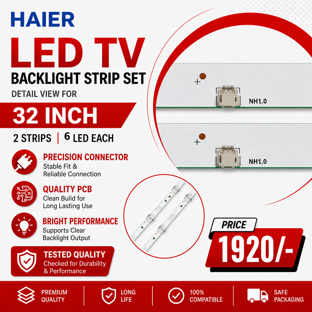 Haier 32 inch LED TV backlight strip connector detail product slide - 2 strips, 6 LEDs each, price 1920