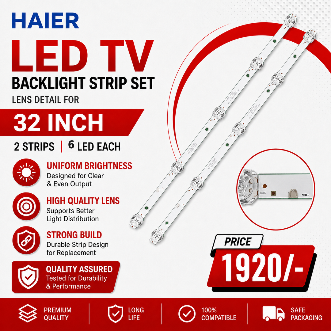 Haier 32 inch LED TV backlight strip lens detail product slide - 2 strips, 6 LEDs each, price 1920