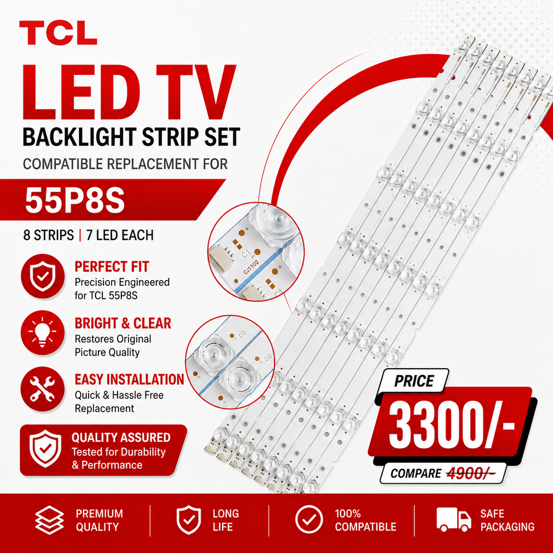 TCL 55P8S LED TV Backlight Strip Set | 8 Strips, 7 LED Each | 55 Inch Compatible Replacement