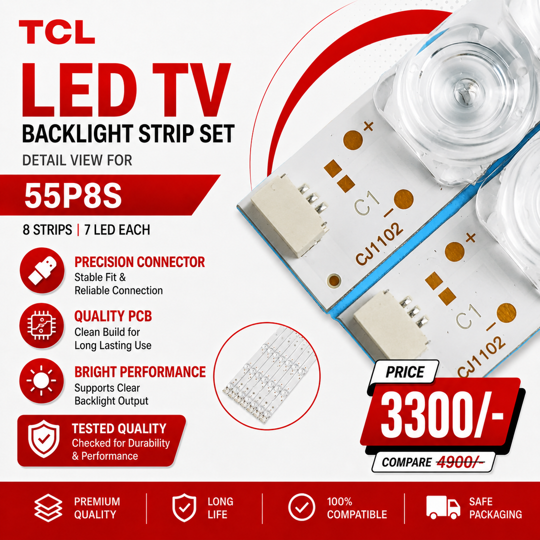 TCL 55P8S LED TV Backlight Strip Set | 8 Strips, 7 LED Each | 55 Inch Compatible Replacement