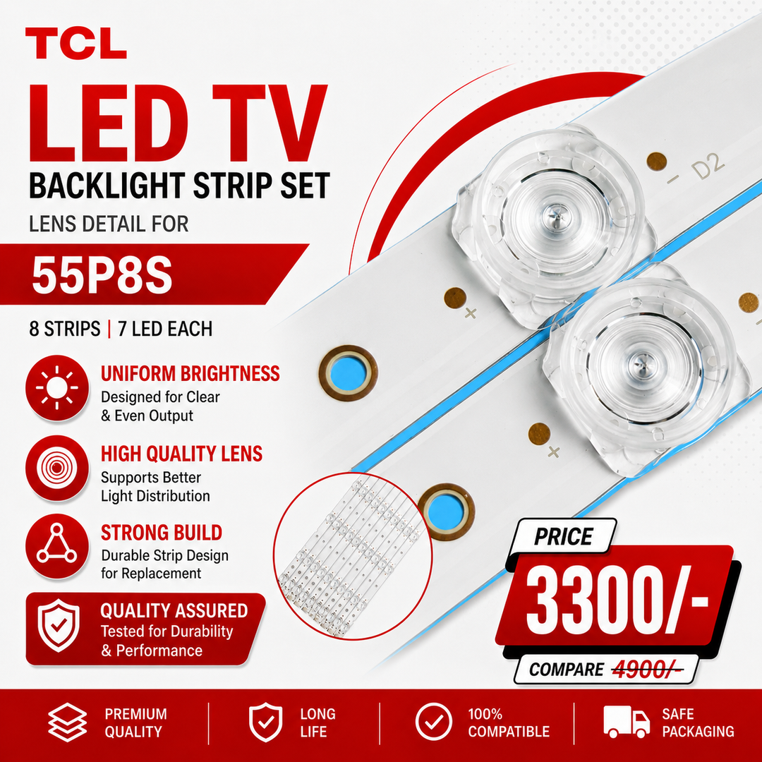 TCL 55P8S LED TV Backlight Strip Set | 8 Strips, 7 LED Each | 55 Inch Compatible Replacement