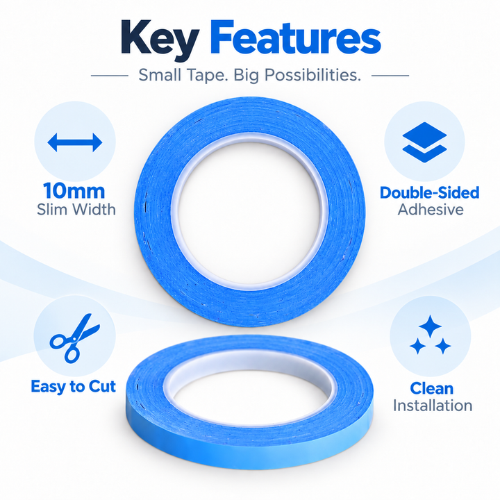 Double Side Slim Tape for LED Backlight 10mm – LED Strip Mounting Tape
