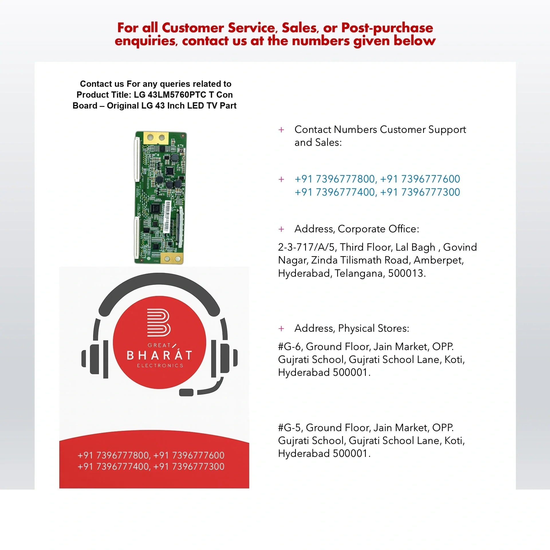 LG 43LM5760PTC T-Con Board – Original LG 43 Inch LED TV Part - Great Bharat Electronics