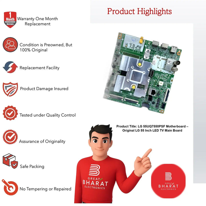 LG 55UQ7550PSF Motherboard – Original LG 55 Inch LED TV Main Board - Great Bharat Electronics