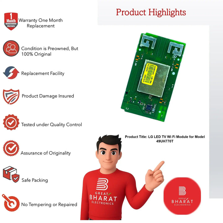 LG LED TV Wi-Fi Module for Model 49UH770T - Great Bharat Electronics