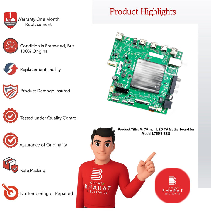 Mi 75 inch LED TV Motherboard for Model L75M6-ESG