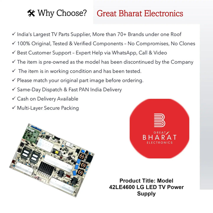 Model 42LE4600 LG LED TV Power Supply - Great Bharat Electronics
