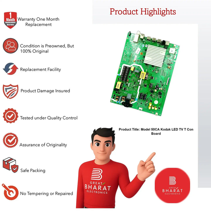 Kodak 50 inch LED TV Motherboard for Model 50CA - Great Bharat Electronics