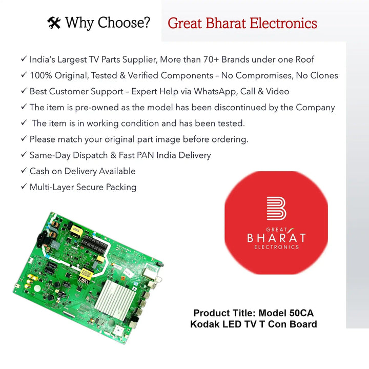 Kodak 50 inch LED TV Motherboard for Model 50CA - Great Bharat Electronics