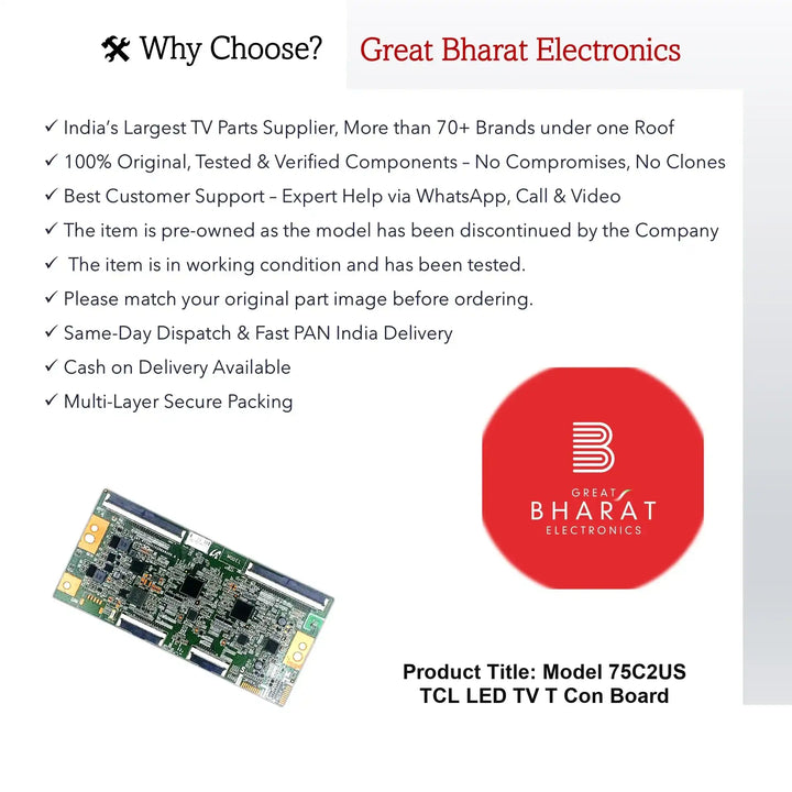 Model 75C2US TCL LED TV T-Con Board - Great Bharat Electronics